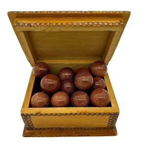 Lot of 5 Goldstone Gemstone 20mm Sphere Ball Massage Aventurine Glass Monkstone